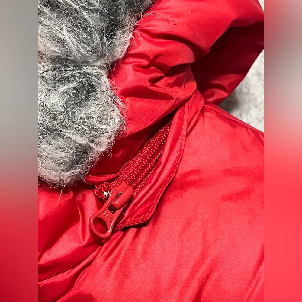 Red Down Fleece Jacket Coat Southpole Hooded Ski Teen Small Women XS VTG Y2K